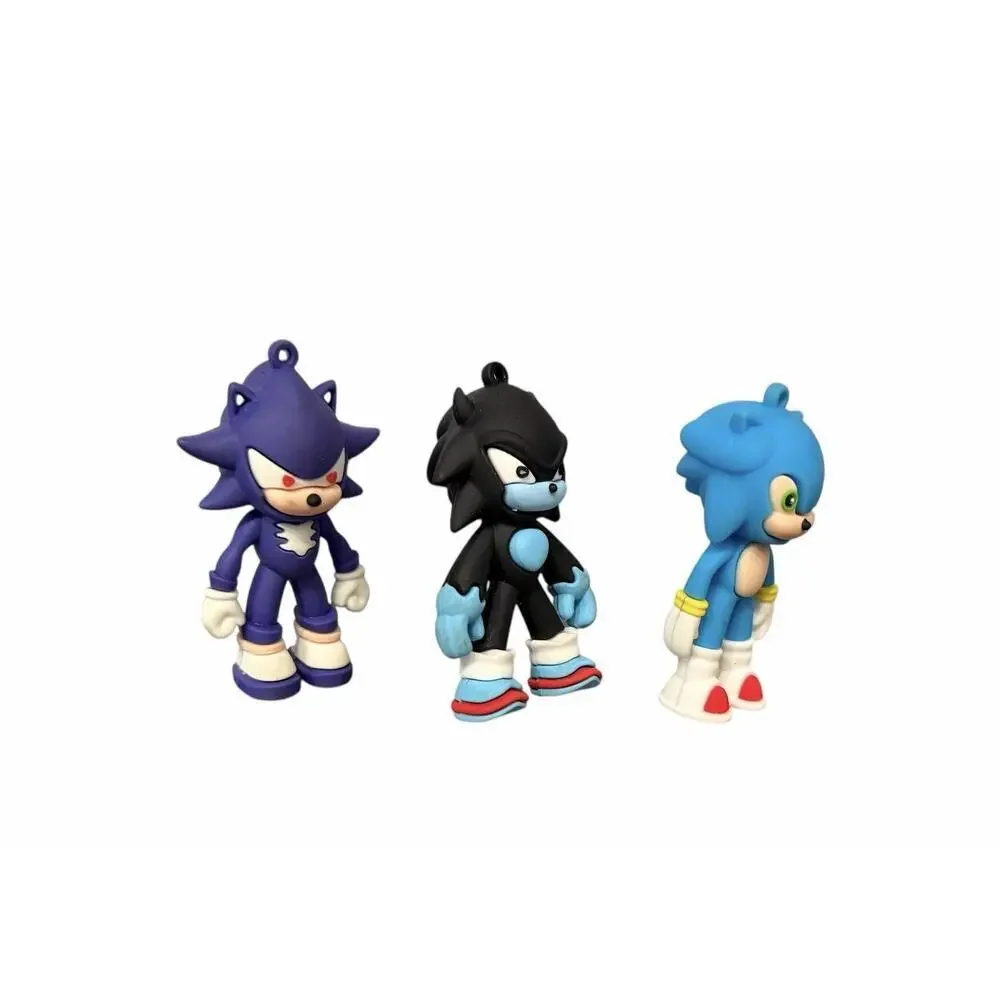 Sonic The Hedgehog 3 Silicone Sonic Keychains: No Key Rings 2.5”
